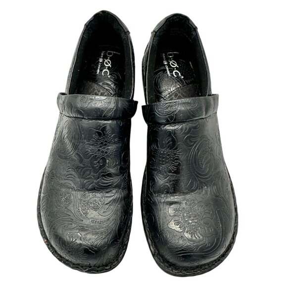 B.O.C. Peggy Clog Womens Size 8M Embossed Black Slip-On - Picture 5 of 9